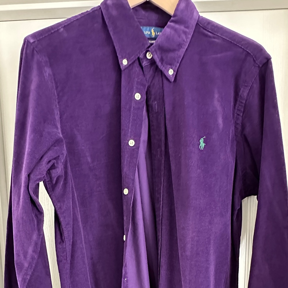 Ralph Lauren Purple Casual Button Down Corduroy Shirt